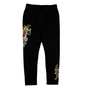 d&co. ACTIVE Black Floral Leggings Jeggings Jeans Size XS Floral Embroidery NWOT